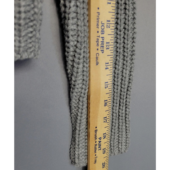 Forever 21 Sweater Womens Medium Gray White Stripe Chunky Knit Mock Neck Cropped - Picture 8 of 11